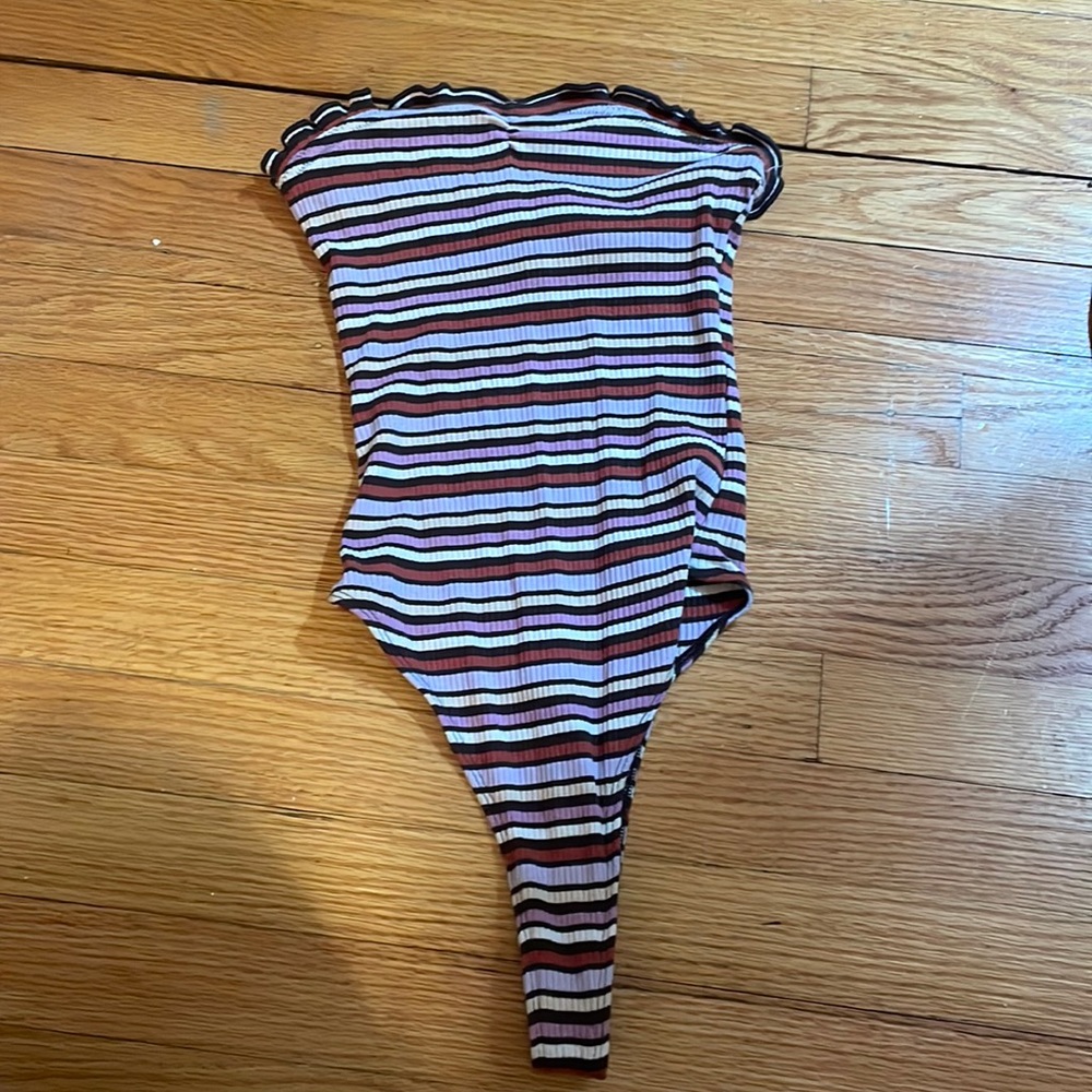 Urban outfitters “out from under” striped multicolor bodysuit, size S